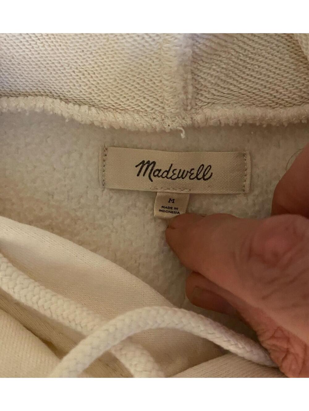 Madewell Cream Sherpa Fleece Hoodie Sweatshirt Women M Oversized J Crew Sweater - Picture 9 of 16